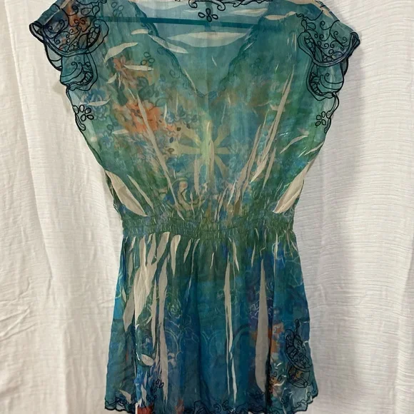 Sienna Rose Black and Blue Asymmetrical Tunic - Picture 3 of 3